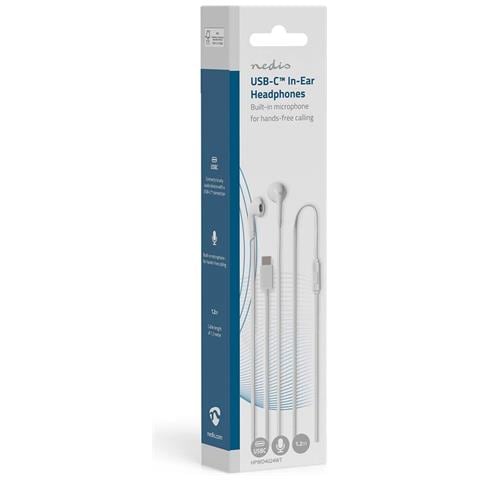 Cuffie Cablate Da 3,5 Mm Con Microfono E Controllo Del Volume 1,2 M, Bianco - Foto 5