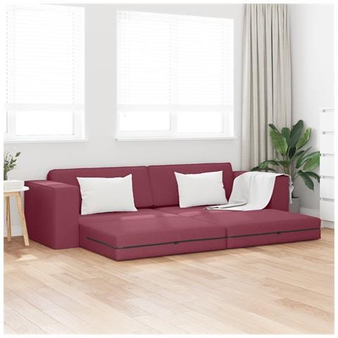 Divano Letto 2 in 1 Rosso Vino 245x150x60.5 cm Tessuto - Foto 2