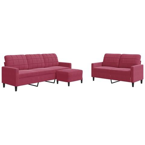 Set di Divani 3 pz con Cuscini Rosso Vino in Velluto - Foto 1