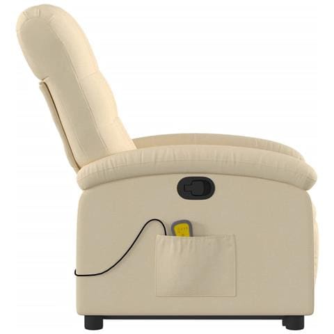 Poltrona Alzapersona Massaggiante Reclinabile Crema in Tessuto - Foto 9