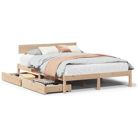 Letto senza Materasso 140x200 cm in Legno Massello di Pino - Foto 1