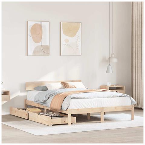Letto senza Materasso 140x200 cm in Legno Massello di Pino - Foto 2