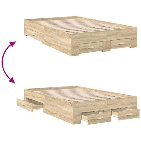 Struttura letto  senza materasso con cassetti Matrimoniale in legno ingegnerizzato - Foto 9