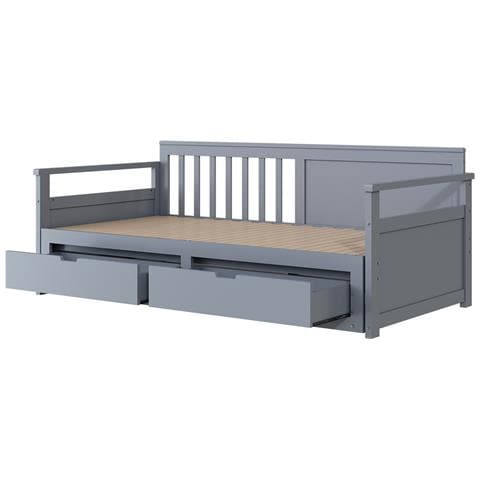 Letto Da Giorno Multifunzionale Due In Uno 90 (180)x190cm, Letto In Pino Con Cassetti E Letto A Scomparsa, Grigio, Senza Materasso - Foto 4