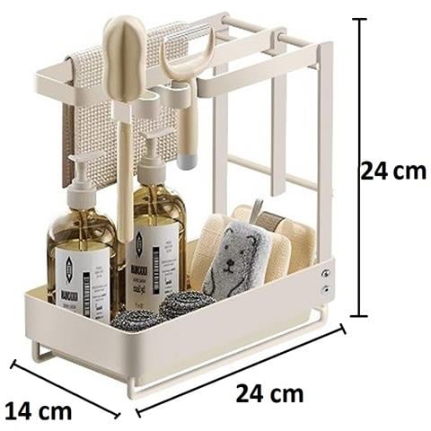 Organizer Per Lavello Porta Spugne Con Vassoio Di Raccolta Bianco - Foto 2
