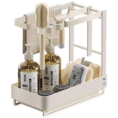 Organizer Per Lavello Porta Spugne Con Vassoio Di Raccolta Bianco - Foto 1