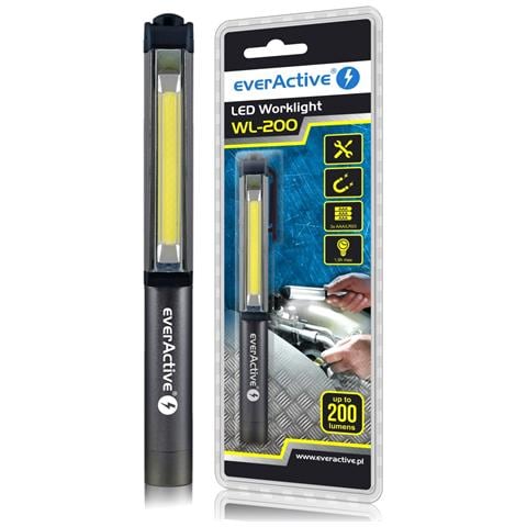 WL200 torcia Nero Torcia elettrica con clip COB LED - Foto 1
