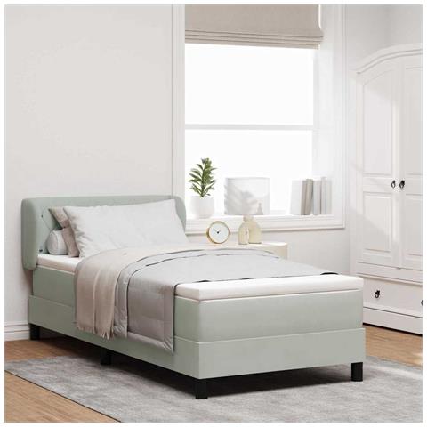 Letto con Molle e Materasso Grigio Scuro 80x200 cm Velluto - Foto 2