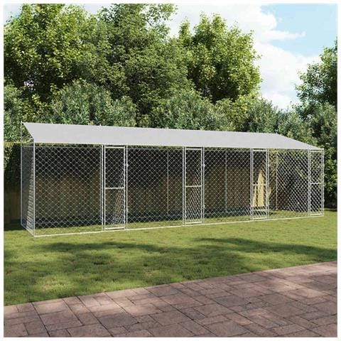 Gabbia per cani Argento 800 x 200 x 256 cm Acciaio zincato - Foto 2