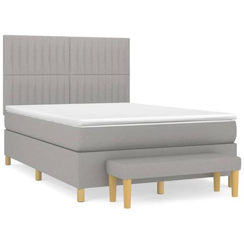 Giroletto a Molle con Materasso Grigio Chiaro 140x200cm Tessuto - Foto 1