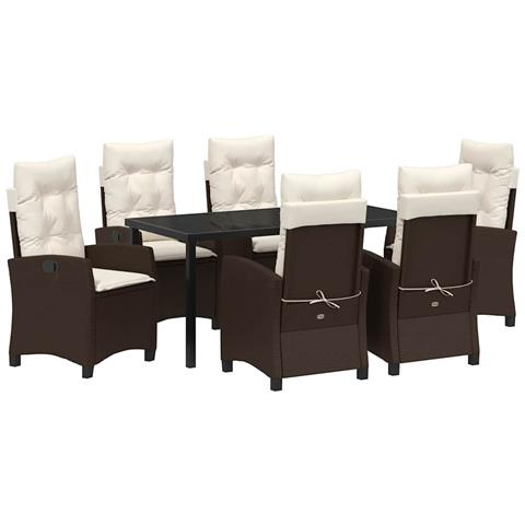 Set da Pranzo per Giardino 7 pcs Marrone polyrattan - Foto 1