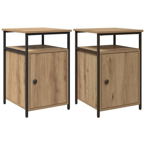 Armadio da Notte 2 pcs rovere artigianale Legno multistrato - Foto 1