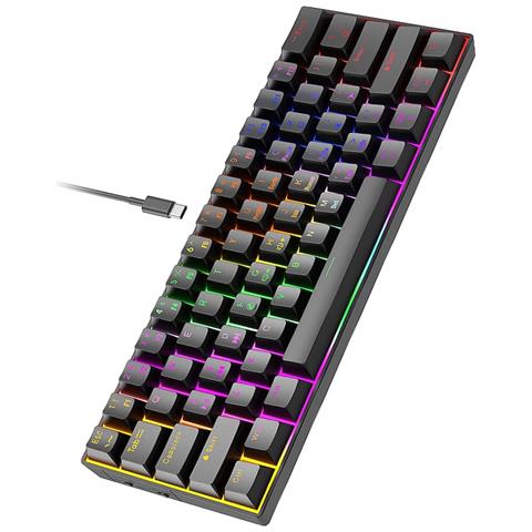 Tastiera Meccanica Cablata A 61 Tasti Con Retroilluminazione Mista - Compatta, Portatile E Personalizzabile Black - Foto 2