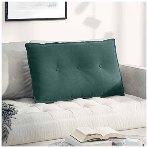 Cuscino per Schiena Verde Scuro 80 x 50 cm Tessuto in Cords - Foto 2
