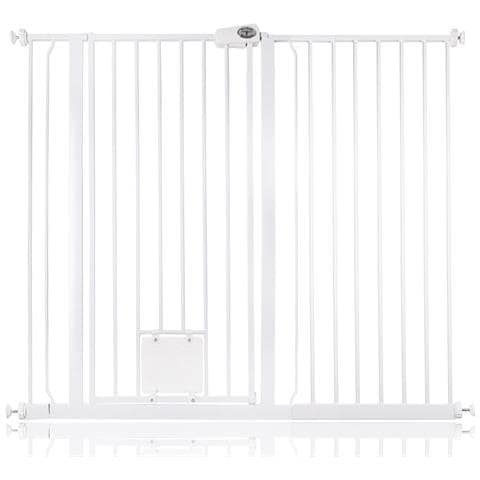 Bettacare Cancelletto Per Animali Con Gattaiola Bloccabile, 126.7cm - 134.3cm, Bianco, Altezza Di 104cm - Foto 1