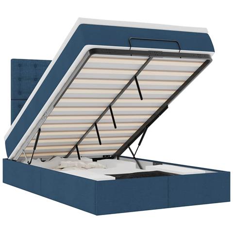 Struttura Letto Pouf con Materasso Blu 120x190 cm in Tessuto - Foto 1