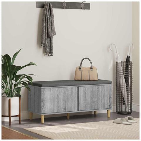 Panca per ingresso con cuscino Sonoma grigia 100 x 38 x 46 cm - Foto 2