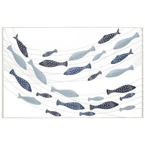 Decorazione In Metallo E Legno Pesce 8-multicolore-metallo-96,5x1,5x61 Cm - Foto 1