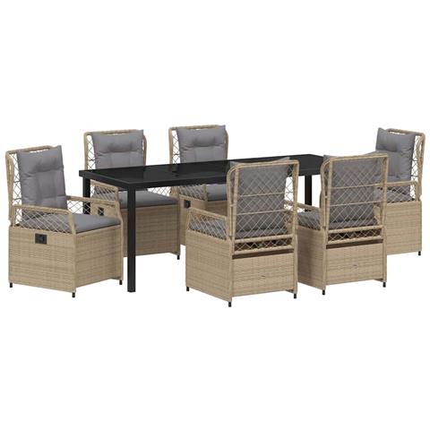 Set da Pranzo per Giardino 7 pcs Beige e Grigio Chiaro - Foto 1