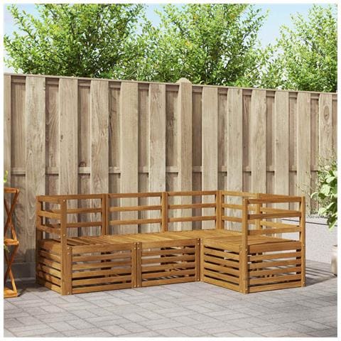 Set divani 4 pcs Naturale Legno di Acacia Massello - Foto 2