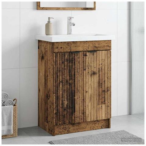 Mobiletto da bagno sotto il lavello Legno antico - Foto 2