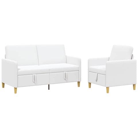 Set di Divani con Storage 2 pcs Bianco Poliestere - Foto 1