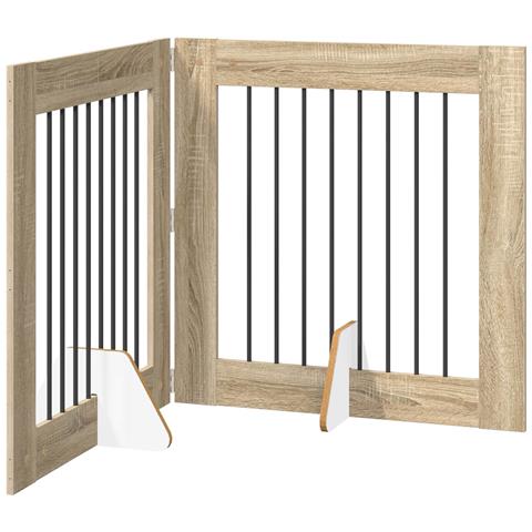 Cancello per cani pieghevole con supporti 2 pcs Rovere Sonoma - Foto 1