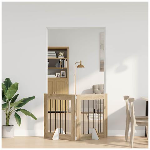 Cancello per cani pieghevole con supporti 2 pcs Rovere Sonoma - Foto 2