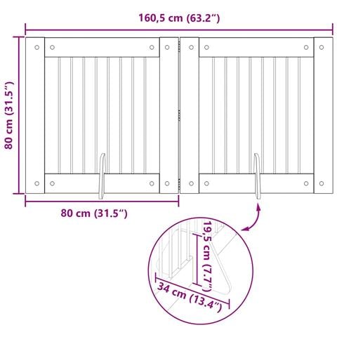 Cancello per cani pieghevole con supporti 2 pcs Rovere Sonoma - Foto 9