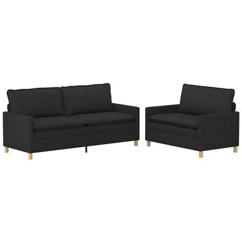 Set di divani 2 pz Nero Tessuto - Foto 1
