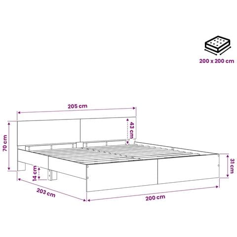 Struttura letto con testata Rovere Artigianale 200 x 200 cm - Foto 8