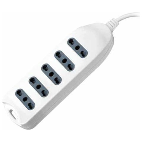 Multipresa Ciabatta 5 Posti Prese / bipasso 10/16a Standard Italiano Con Attacco A Parete - Sku 8708 - Foto 1