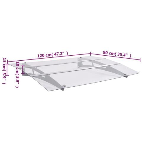Tettoia per Porta Argento e Trasparente 120x90 cm Policarbonato - Foto 2