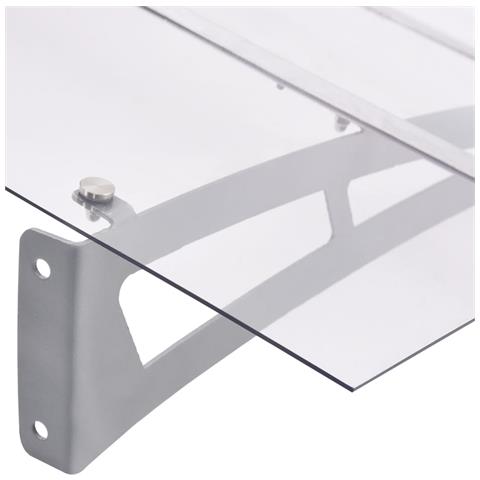 Tettoia per Porta Argento e Trasparente 120x90 cm Policarbonato - Foto 6