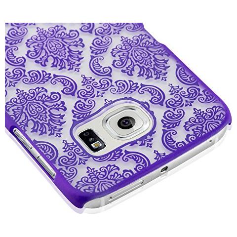 Custodia Compatibile Con Samsung Galaxy S6 Edge In Viola - Hard Case Coperchio Protettivo Con Disegno Floreale Paisley Henné Contro I Graffi E Gli Urti - Foto 2