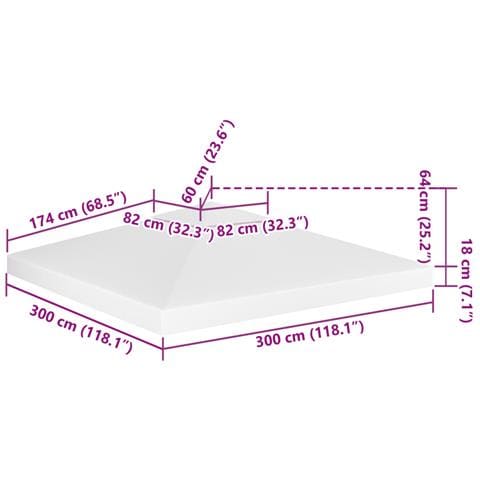 Copertura Superiore per Gazebo a 2 Strati 310 g /m² 3x3 m Bianca - Foto 2