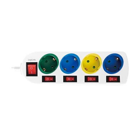 Multicolor - Verlngerungsschnur - Wechselstrom 250 V - 3680 Watt - Ausgangsanschlsse: 4 (4 X Cee 7/3) - 1.5 M - Deutschland - Foto 2