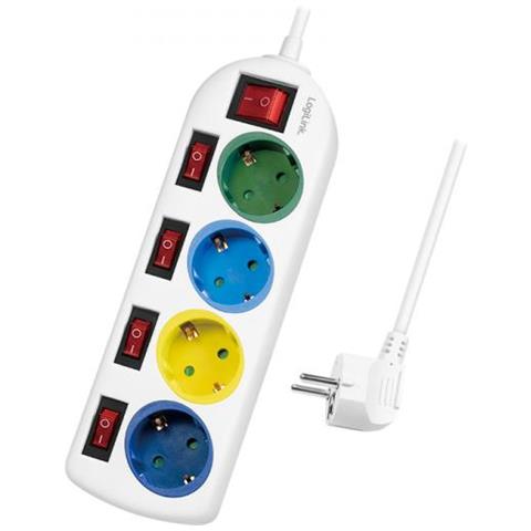 Multicolor - Verlngerungsschnur - Wechselstrom 250 V - 3680 Watt - Ausgangsanschlsse: 4 (4 X Cee 7/3) - 1.5 M - Deutschland - Foto 1