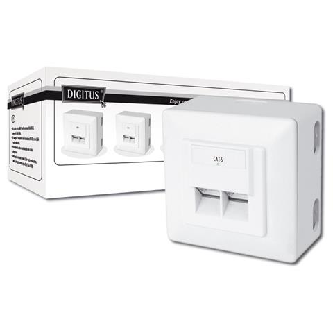 Presa Modulare a Muro CAT6 2x RJ45 F / F Colore Bianco - Foto 1