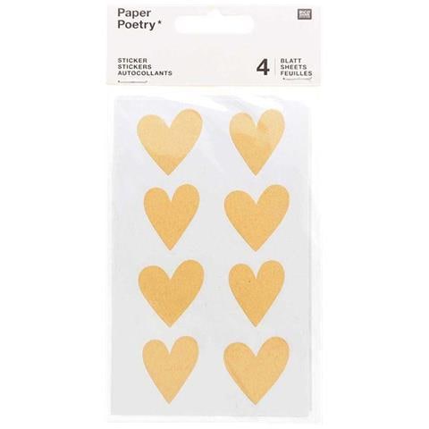 4 Fogli Di Adesivi Cuore Di Carta Kraft - Foto 1