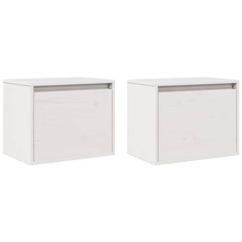 Pensili Bianchi 2 Pz 45x30x35 Cm In Legno Massello Di Pino - Foto 2