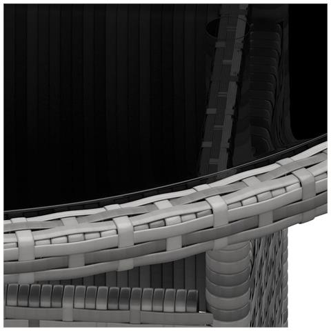 Tavolo Da Giardino Ø80x75cm Vetro Temperato E Polyrattan Grigio - Foto 4