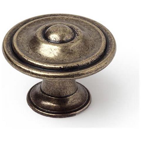 Pomo Finitura Invecchiata Ø 35 X 26 Mm Rotondo Metallo 4 Pezzi Consumato - Foto 1