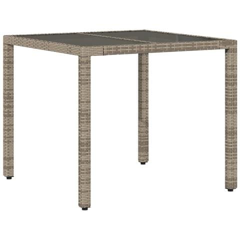 Tavolo Da Giardino Piano In Vetro Grigio 90x90x75 Cm Polyrattan - Foto 2