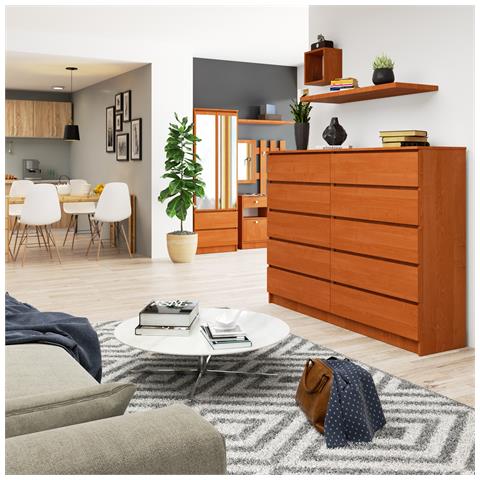 Cassettiera K160, 10 cassetti, 160x40x121 cm, Colore Ontano - Foto 7