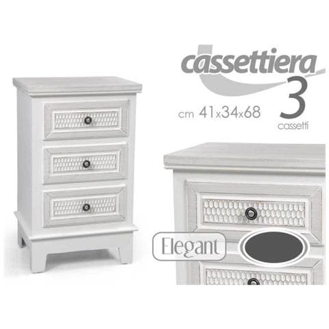 Trade Shop - Cassettiera 3 Cassetti Comodino Slim Mobile Elegant In Legno 41x34x68cm 801112 - Foto 1