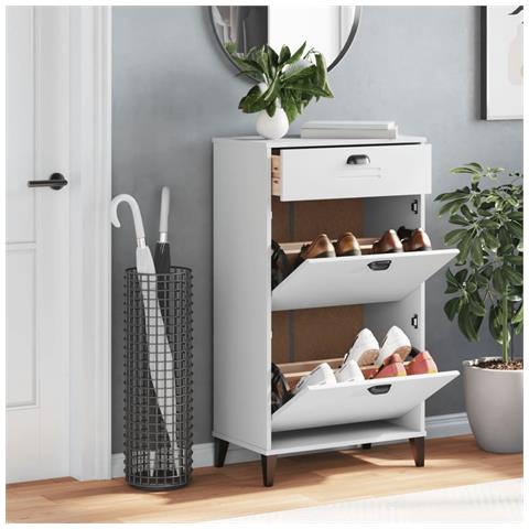 Scarpiera Viken Bianca In Legno Multistrato - Foto 3