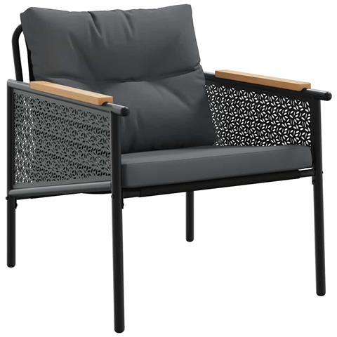 Set Mobili Da Balcone 5 Pz Con Cuscini Nero In Acciaio - Foto 10