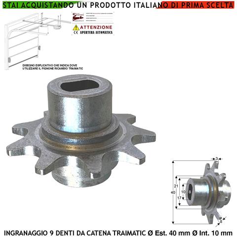 Pignone Ingranaggio Esterno 9 Denti In Acciaio Ricambio Del Motore Traimatic 122019/2 Rocchetto Calettato Dell'albero - Foto 1