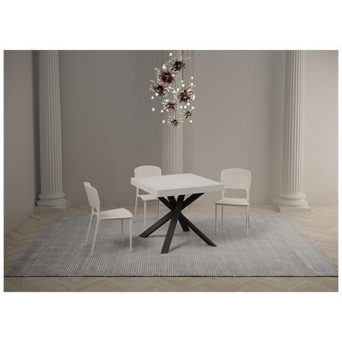 Tavolo Allungabile 90x90/194 Cm Clerk Premium Piano Bianco Frassino - Gambe Antracite - Foto 4